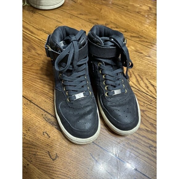 𝅺nike Air Force 1 High '07 Black (Gold Writing) Men's shoes 6.5 - Picture 1 of 7